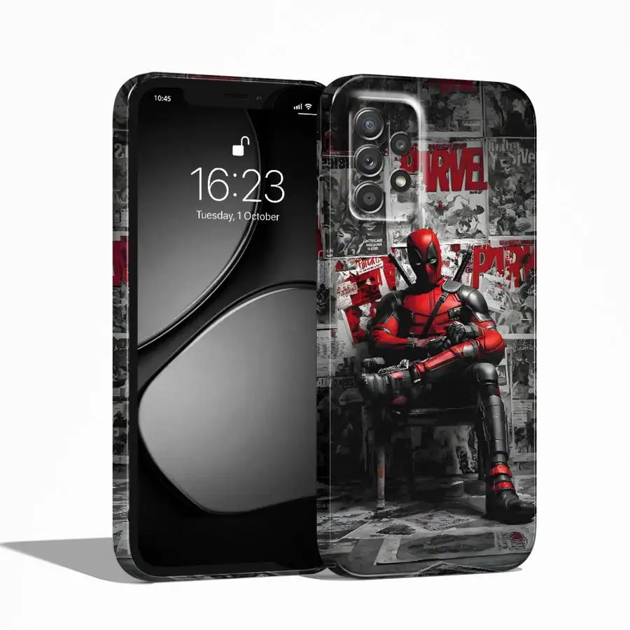 Чехол Marvel Newspaper Deadpool для Samsung Galaxy A35 A15 A14 A13 A73 A34 A31 A25 A32 A24 A23 A71 A33 Жесткий чехол для телефона