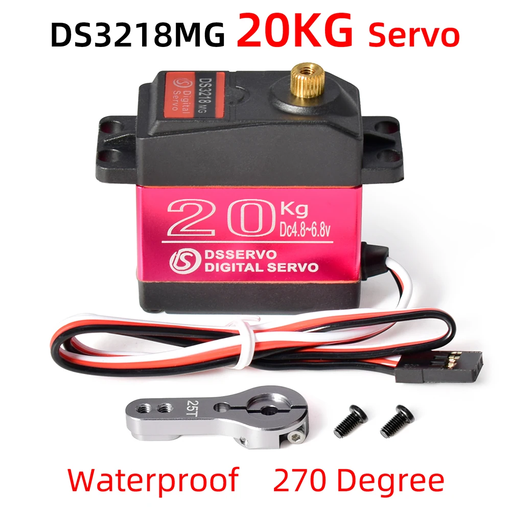 Waterproof Servo DS3218 20KG/0.14sec Metal Gear Digital Servo for 1/8 1/10 1/12 Scale RC Cars Crawler Buggy