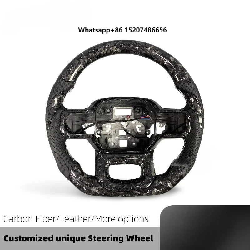 Custom Sliver Forged Carbon Fiber Steering Wheel for  F150  R 2019-2025 with Heating & Paddle Shifters