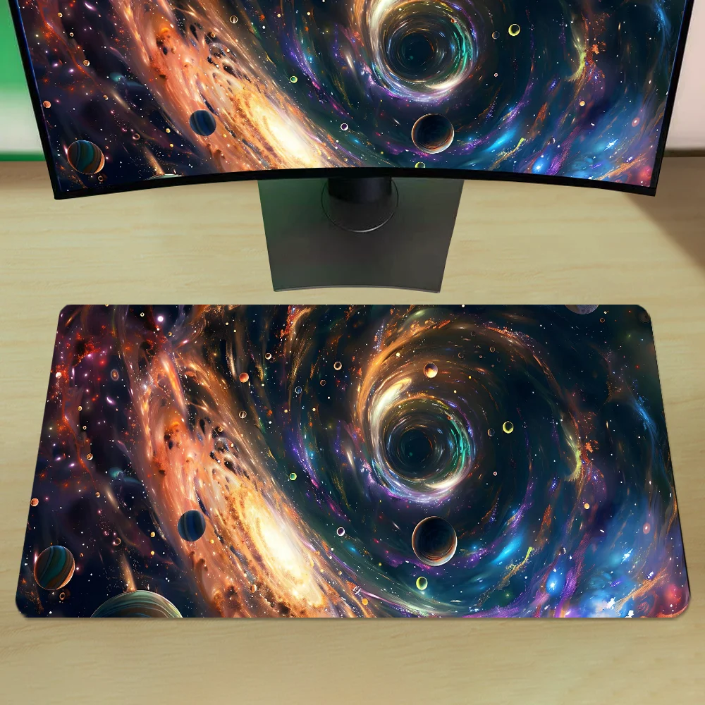 Mouse Pad Large Table Pad for Computer Galaxy Design Mousepad With Non-Slip Rubber Base Stitched Edge Deskpad PC Desk Mat