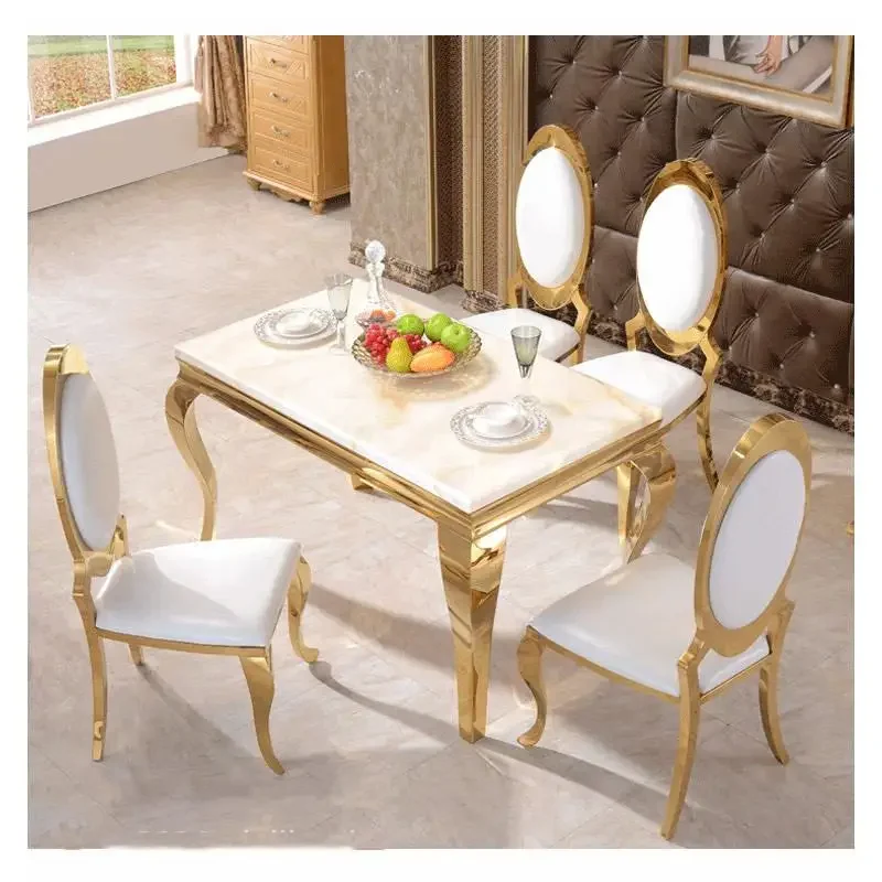 light luxury style quality stacking wedding banquet hall chairs white leather metal stainless steel gold wedding chair