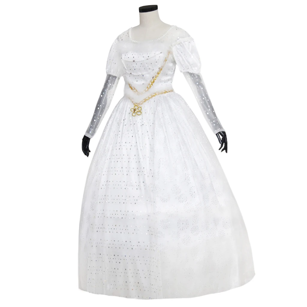 زي الملكة البيضاء التنكري لفيلم أليس ميرانا فستان أبيض للسيدات لمرحلة الهالوين فستان حسناء