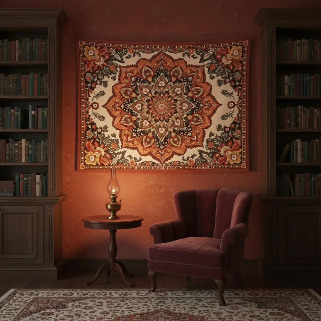 Vintage Mandala Tapestry – Boho Floral Pattern Wall Art, Retro Indian Decor for Bedroom, Living Room 130x150cm51x59in - view 5