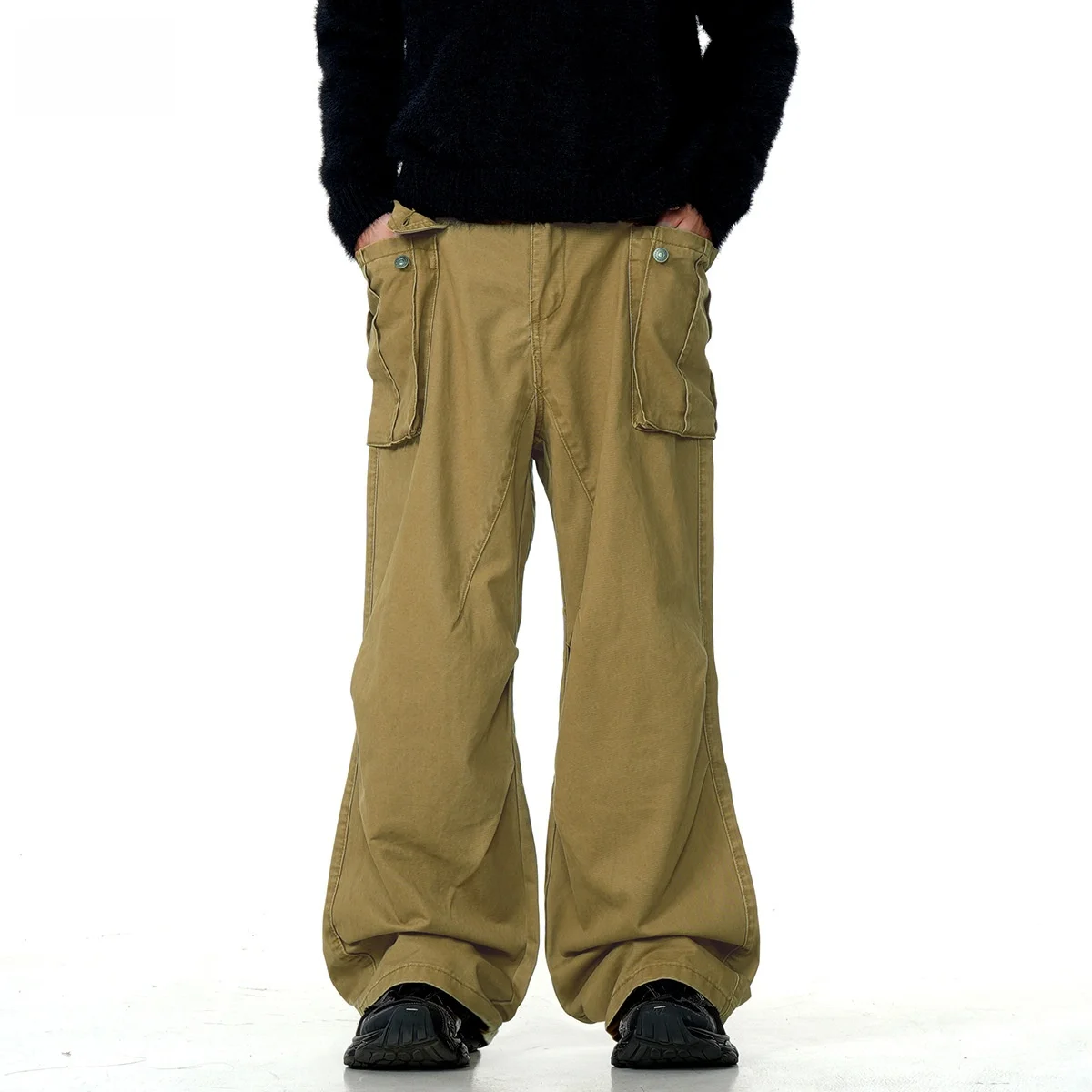 

Retro American Faded Micro Flared Work Trousers Loose Straight Casual Pants for Men And Women High Faion Sensation