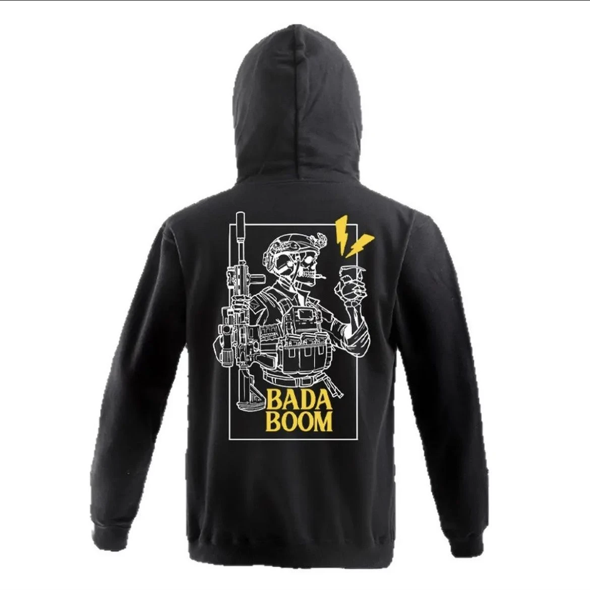 Printed Tactical Hooded Loose Hoodie for Men Trendy New 2026 Fashion Puller with Long Sleeves