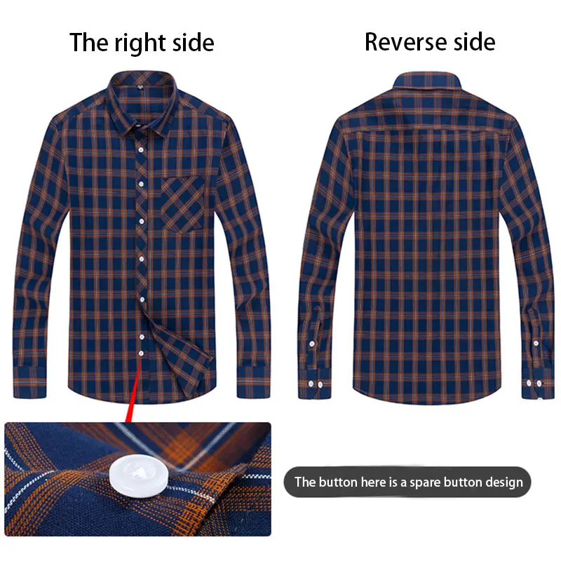 8XL 7XL Super size 100% cotton thin four seasons fashion plaid men\'s long sleeve shirt Business casual social wear free air