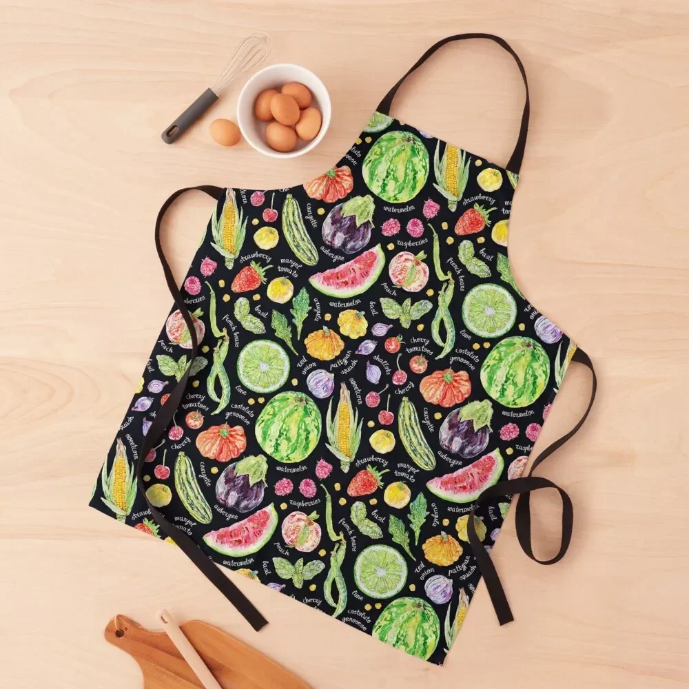 

Summer Harvest Pattern Annotated - Dark Apron Kitchen chef costume New year's Apron