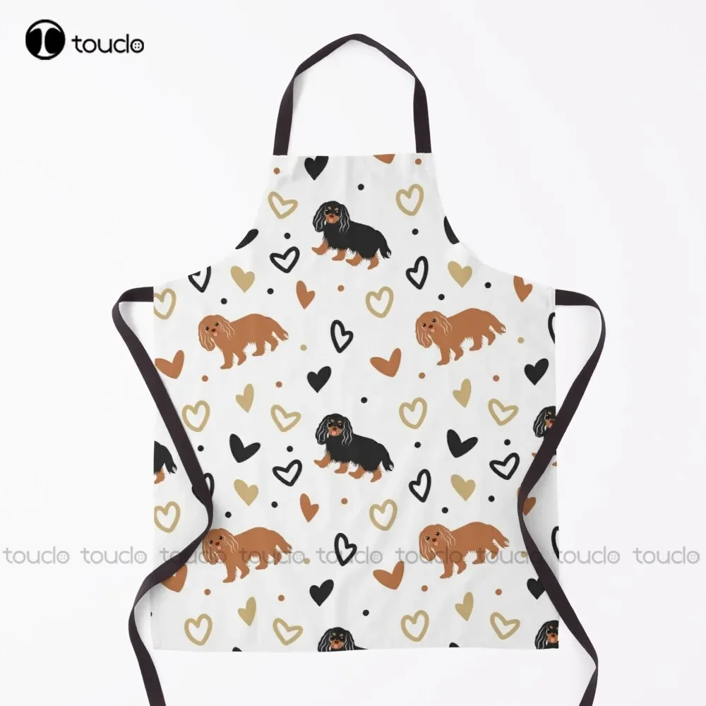 مريلة Love Cavalier King Charles Spaniel - مريلة مطبخ مثيرة باللونين الأسود والأسمر للنساء والرجال للجنسين للبالغين في الحديقة #1