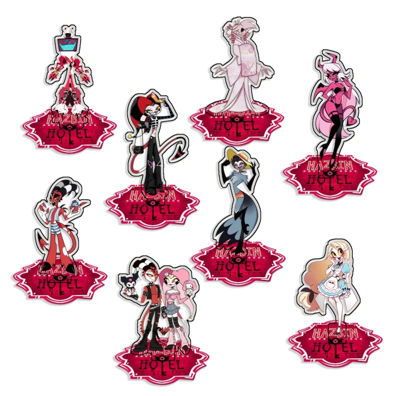Letrero Decorativo de Acrílico con Figuras de Hazbin Hotel (Blitzo, Stolas, Vox), para Escritorio, Colección de Juguetes Hechos a Mano, Regalo para Fans, 15 cm