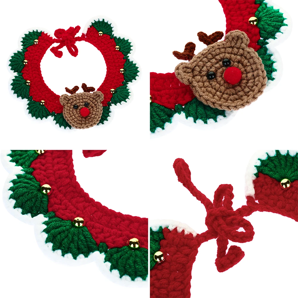 HOOPET Christmas Cat Necklaces New Year Wool Pet Collar Dog Scarf Pet Supplies Gift for Cat Puppy Decoration Pet Accessories