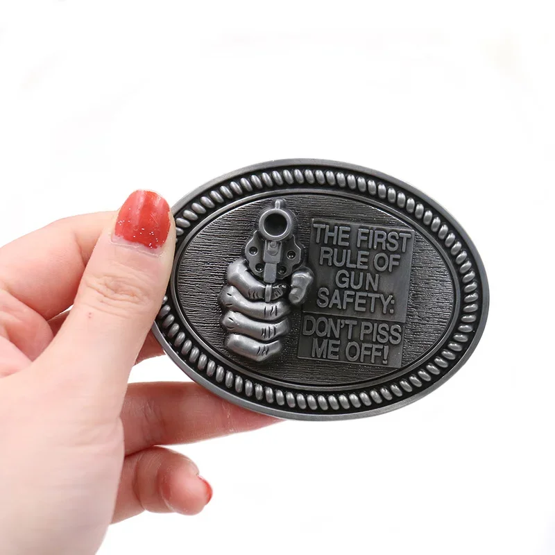 Cowboy men\'s Belt Buckle Safety Gun Silver Metal Buckle Suitable for 4cm Width Belt Cowboy Cowgirl Buckle for Belt Accessories