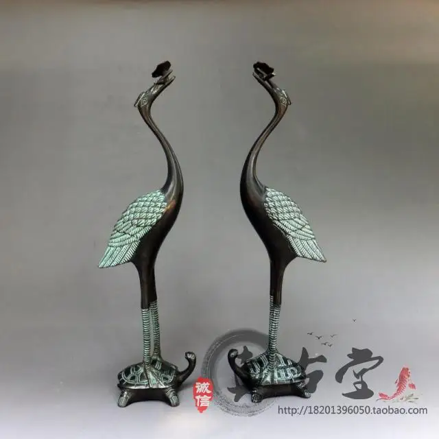 

Ancient Pure Copper Crane Decoration Crane Treading Turtle Lingzhi Xianhe Home Decoration Craft Gift Antique Copper Ware Collect