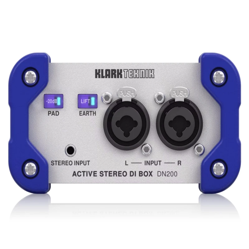 KLARK TEKNIK DN200 صندوق DI نشط ثنائي القناة مع نطاق ديناميكي ممتد وخيارات المبلغ/القسم لمجموعة ديناميكية ممتدة