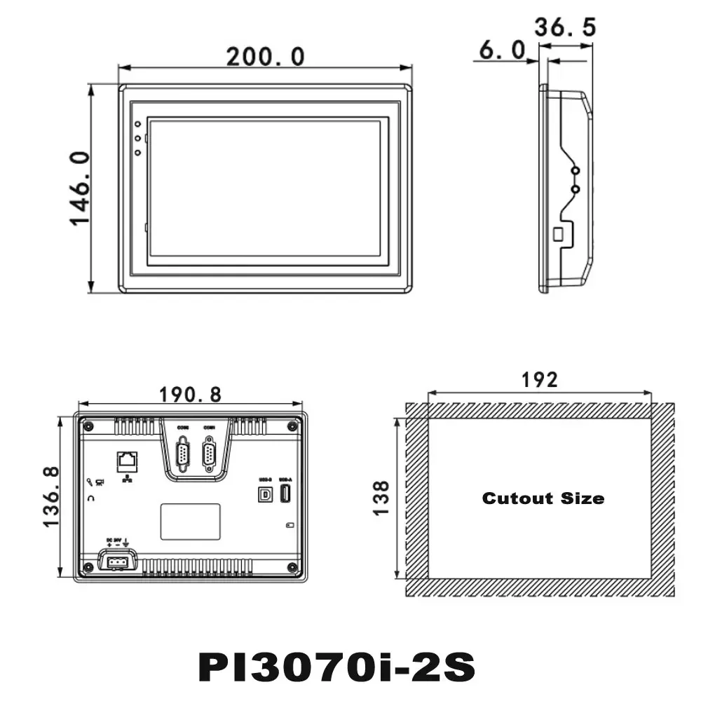 Wecon 7 Inch 100% New HMI with Ethernet PI3070ie PI3070i PI3070i-2S Human Machine Interface Industrial Display Screen