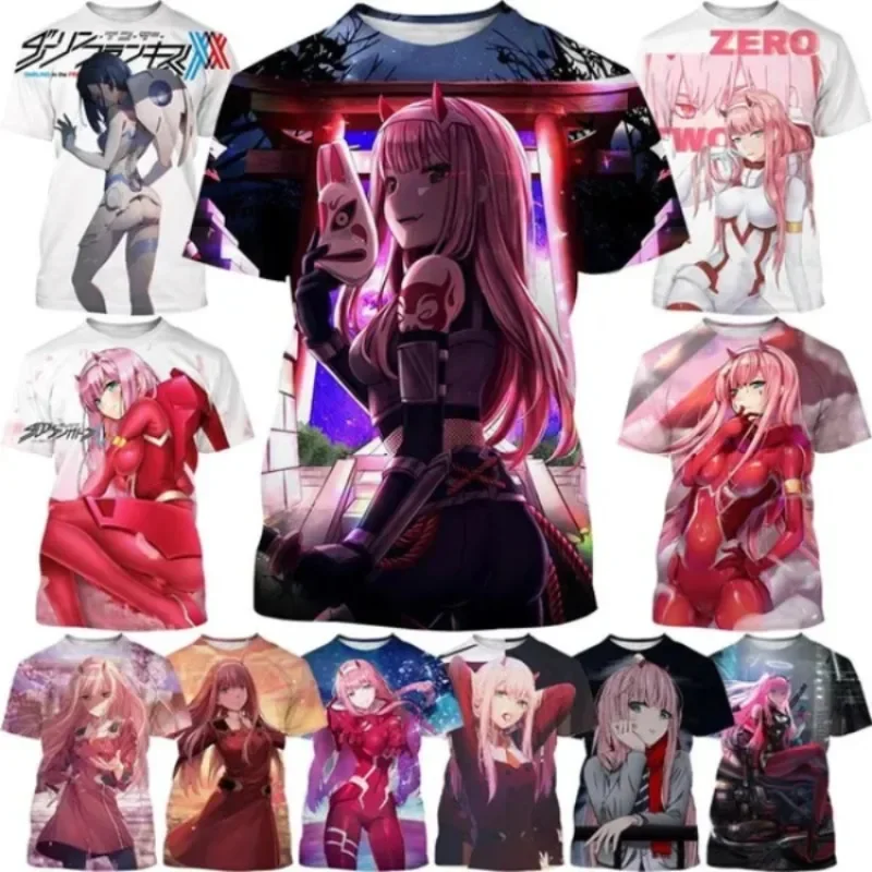 Hot Selling Anime FRANXX Zero Two 3d Printed T-shirt Unisex Hip-hop Funny Harajuku Casual Short-sleeved T-shirt Top S-6XL Tee