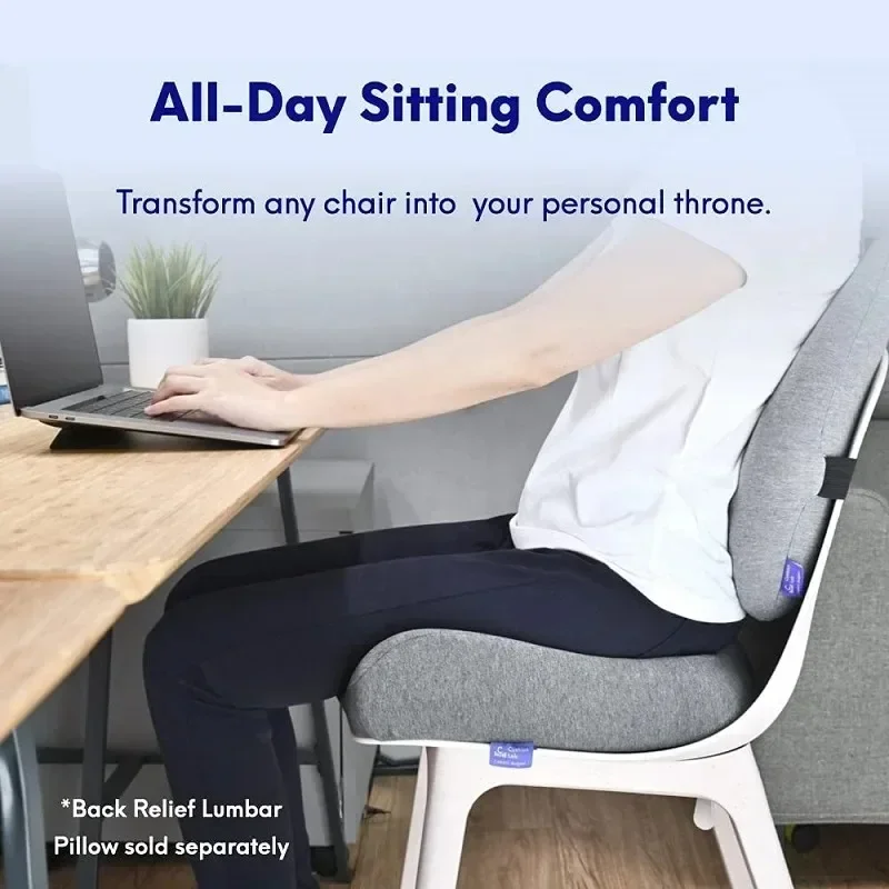 Patented Pressure Relief Seat Cushion for Long Sitting Hours on Office/Home Chair, Car Wheelchair Extra-Dense Memory