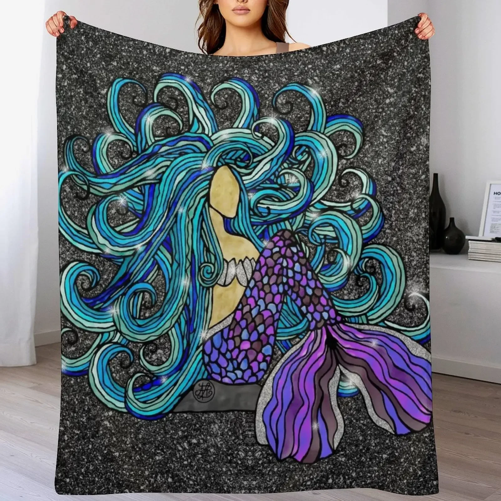 Midnight Mermaid Throw Blanket Elegant Warm Throw Blanket for Hotel Home