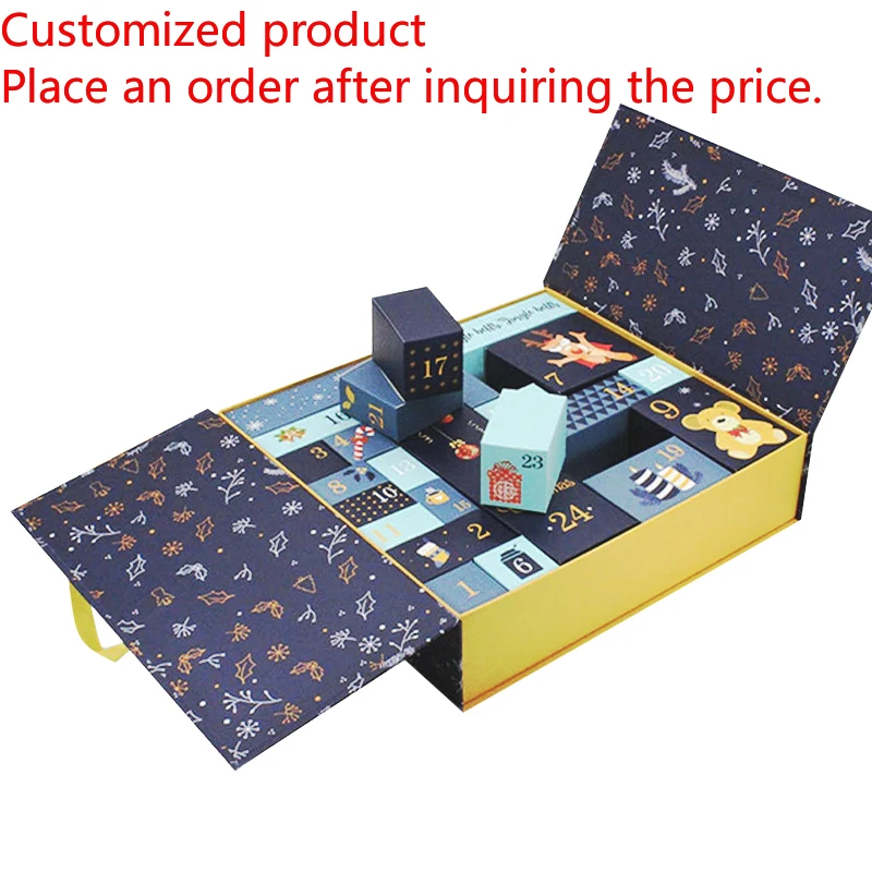 

2025Custom Cardboard Surprised Christmas Gift Empty Advent Calendar Box for Cosmetic