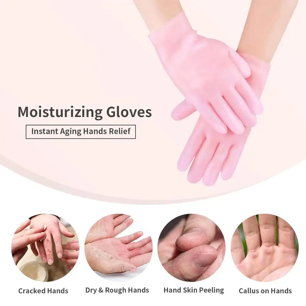 1 Pair Silicone Exfoliating Gloves Anti Slip Hand Spa Mask Pedicure Socks & Moisturizing Gloves For Hand Care D7S1