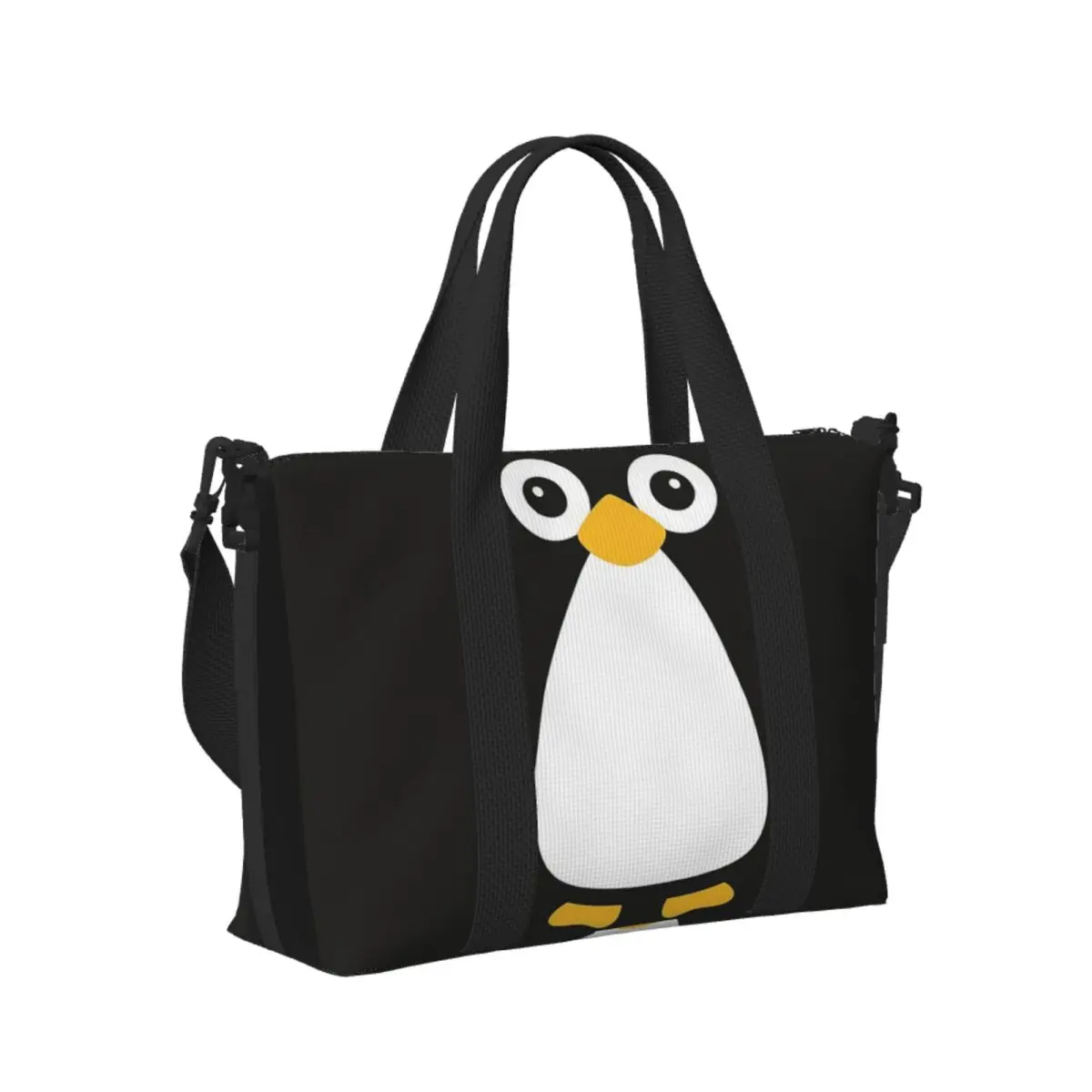 

Cute Vector Penguin Beach Travel Bag Large Capacity Tote Bags for Gym Sport Women Shopping Duffle Shoulder Bag