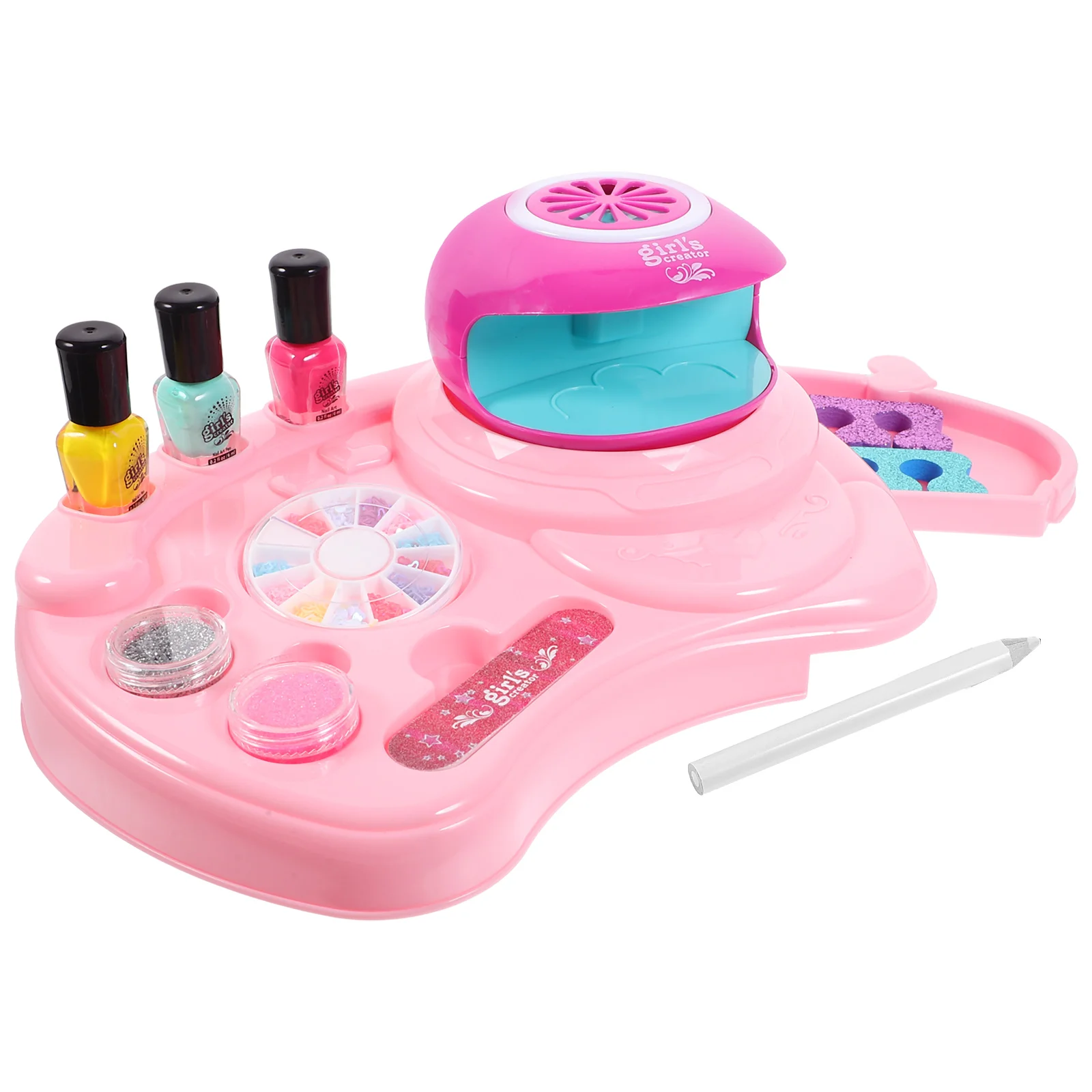 Conjunto de unhas kit de brinquedo para crianças separador de dedos secador engraçado maquiagem menina brinquedos