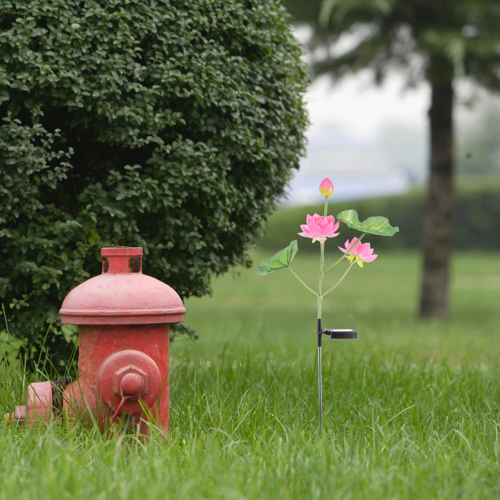 1pc Solar Lawn Insert Lamp Lotus Flower Decorative Ground Light Garden Yard Outdoor Durable Energy Saving Auto Color Changing