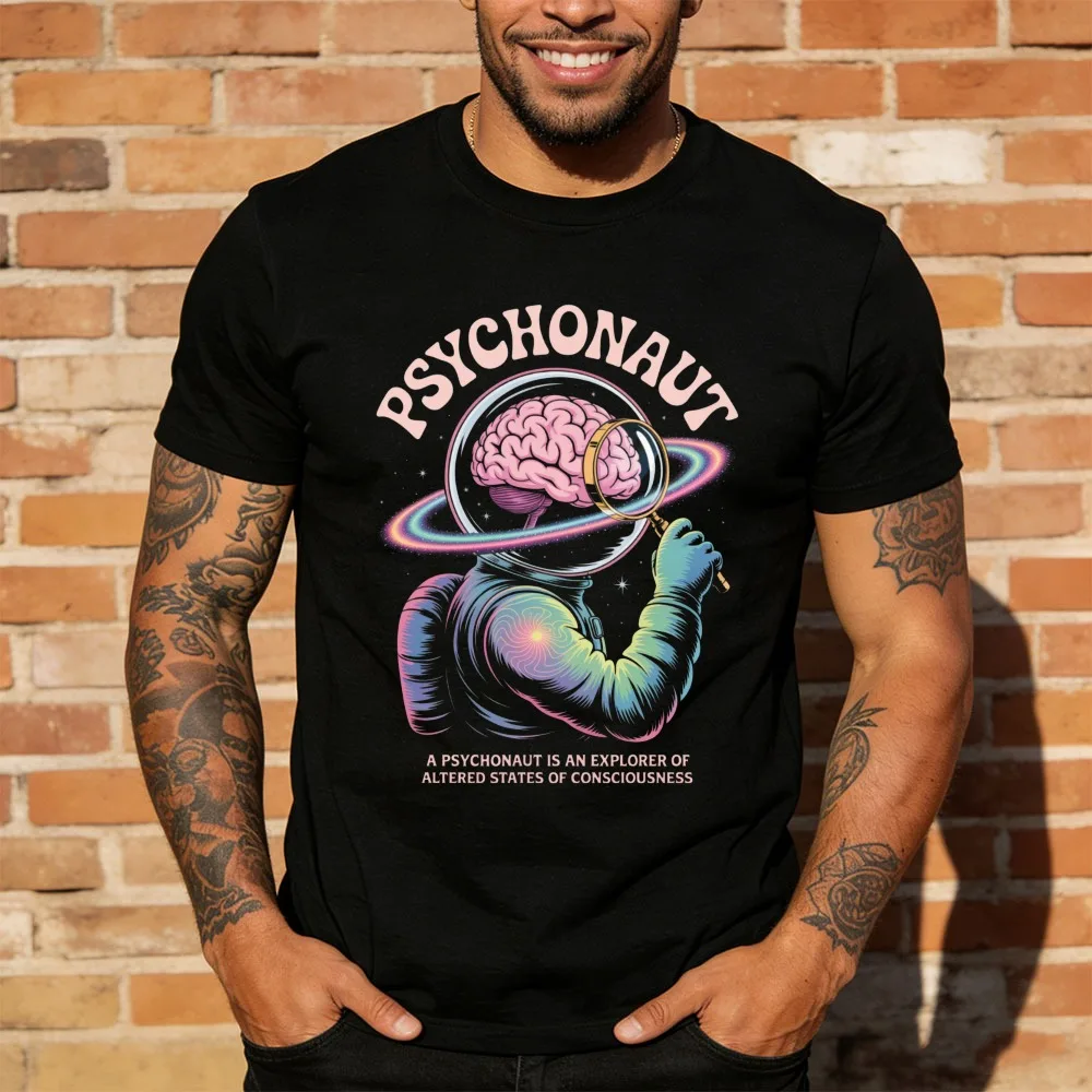 T-shirt Psychonaut Psychedelic Astronaut Brain pour hommes et femmes, en coton, à manches courtes, avec image graphique, Altered States of Consciousness