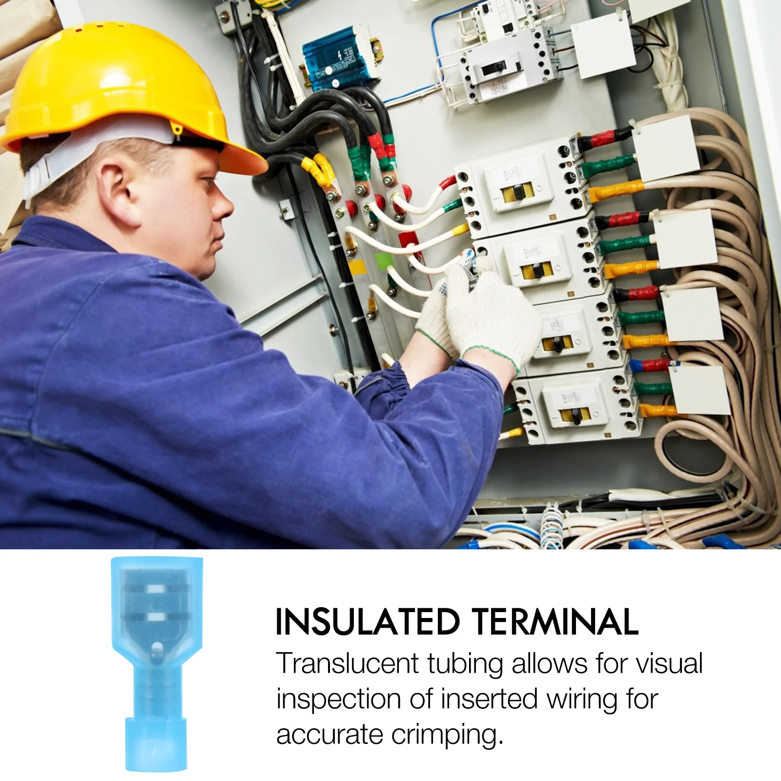 

150Pcs Female Spade Terminal 16-14 Awg Fully Insulated Crimp Connector Translucent Tubing Visual Inspection Spade Terminal