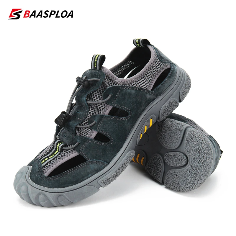 New Baasploa Men Upstream Shoes Summer Outdoor Shoes Breathable Aqua Shoes for Men Non-Slip Quick Drying Sandals Wading Shoes