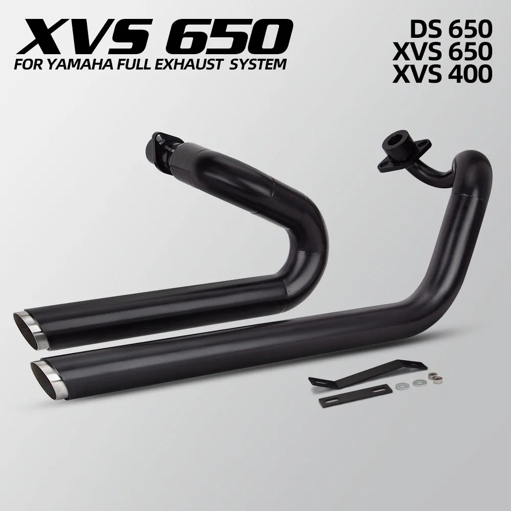 Sistema de escape XVS650 para Yamaha Drag Star V Star 650 DS650 XVS400 650A DRAGSTAR 400, kit completo de escape para motocicleta com tubos de escape.