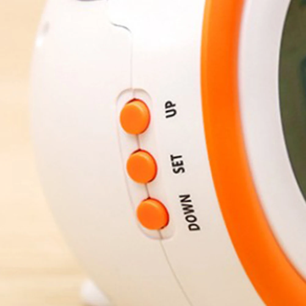 

Cute Orange LED Light Electronic Alarm Clock Mute Kids Desktop Decor for Bedroom Living Room Office