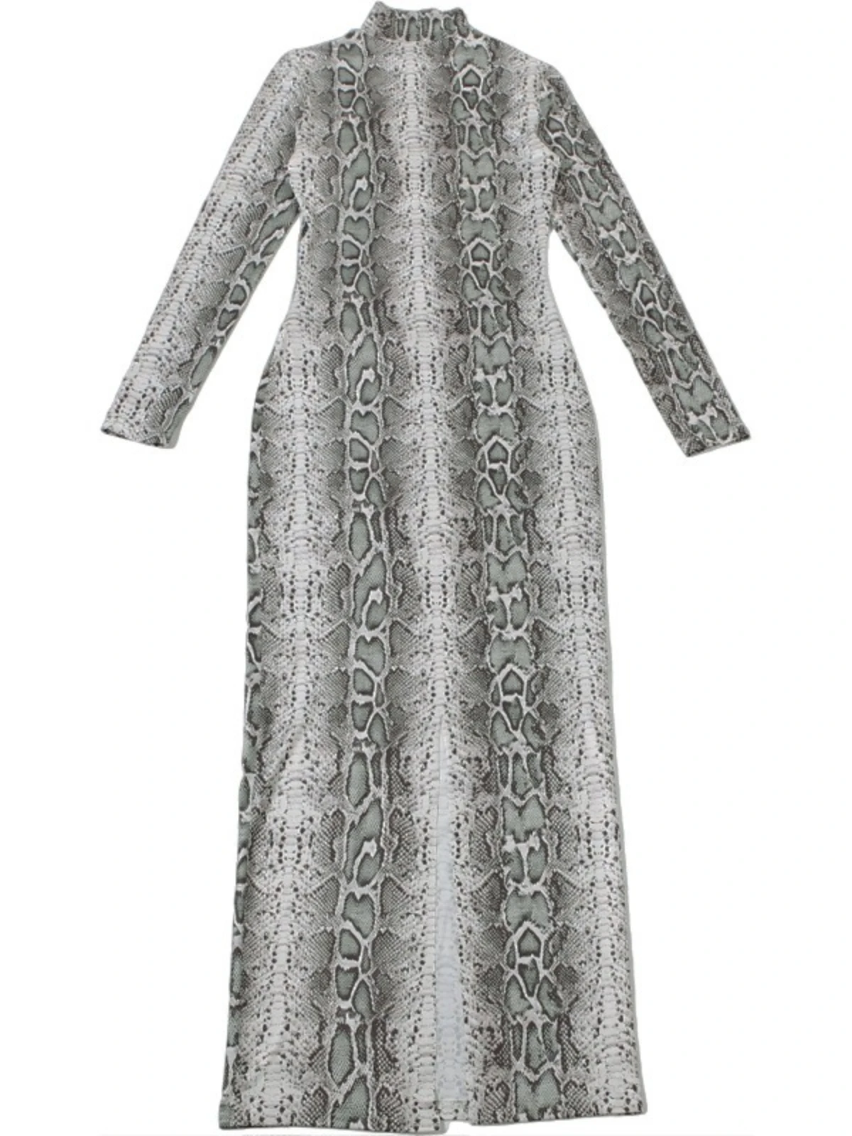 SsTss Fashion Women Snake Print Long Dress Sexy Turtleneck Long Sleeve Metal Circle Cut Out Slim Bodycon Midnight Party Dresses