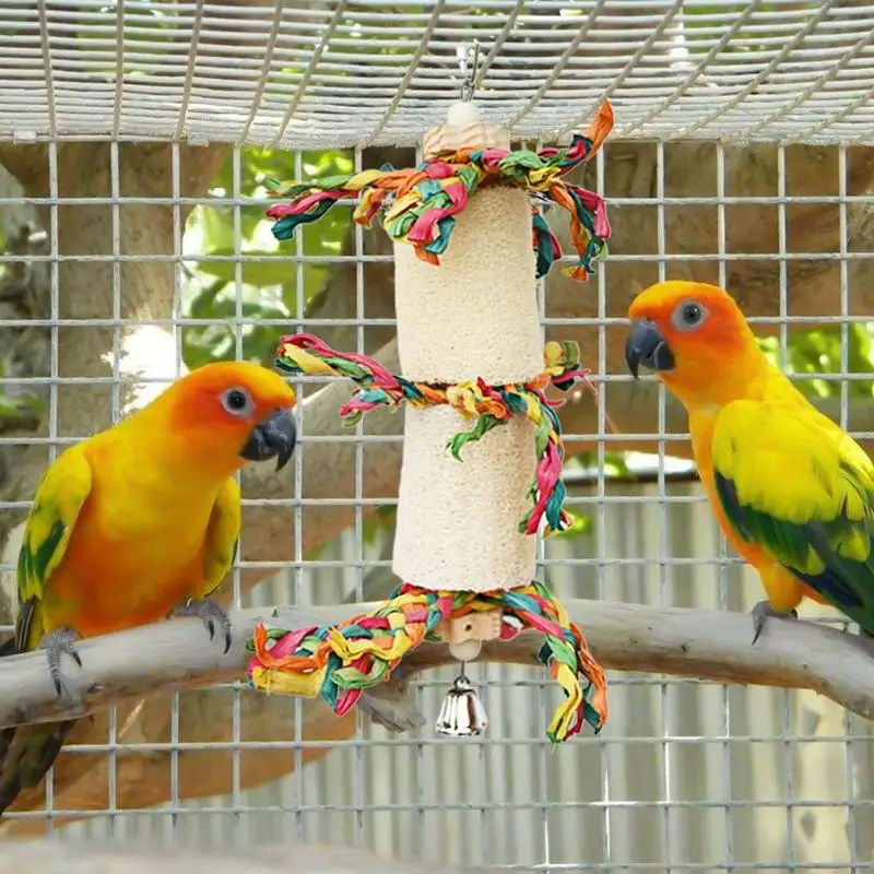 Bird Chew Toys Straw Parrot Chewing Rope Toys With Hook Colorful Cute Chewing Toy For Parakeets Conures Cockatiels Parrots Toys