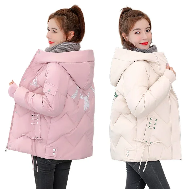 Autumn and winter new fashionable cotton clothing women's short style thickened slimming elegant hooded ins bread jacket