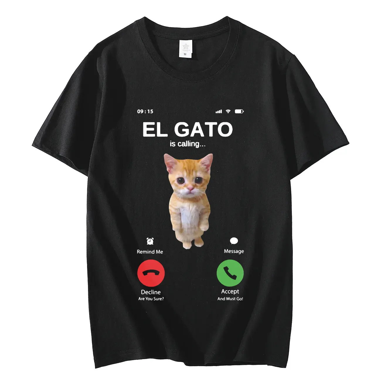 

El Gato Is Calling Meme Sad Crying Cat Munchkin Kitty Meme Graphic T Shirts Unisex Casual Cotton T-shirt Kawaii Fashion T-shirts