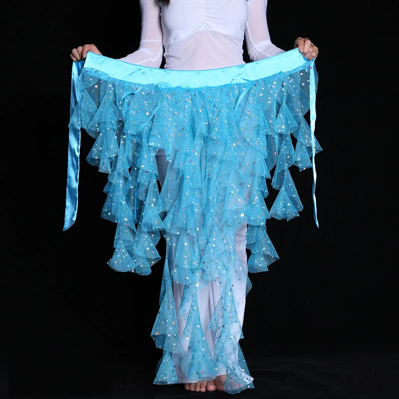 Tassel Shimmery Belly Dance Fox Waving Hip Scarf Cut Triangle Wrap Belt Skirt for Women Dancing Performance Costume Rave Clothes