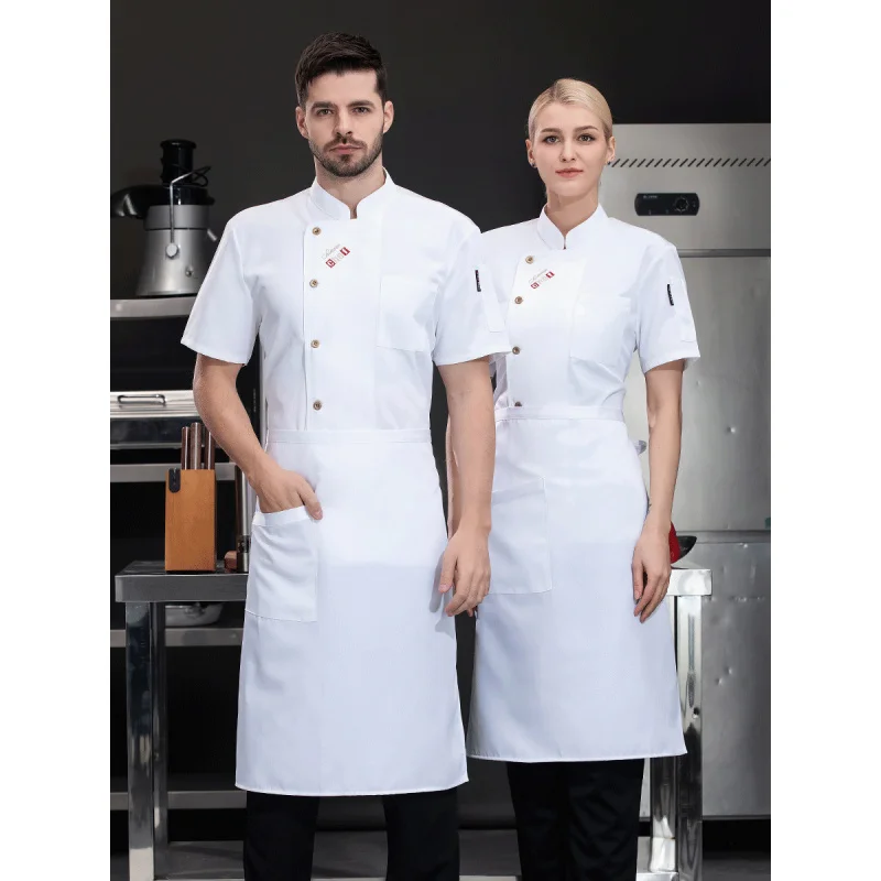 High-End Ice Silk Breathable Short Sleeve Chef Overalls Men's Summer Dining Canteen Hotel Baking Kitchen Long Sleeve Chef Unifor