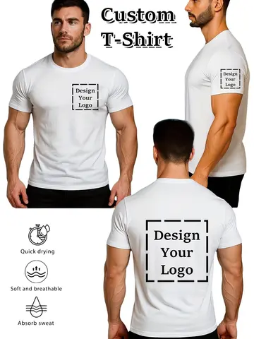 Custom Photo Customized Print Short Sleeve T Shirt Summer Tops Tees DIY Your Like Photo Or Logo Cotton T-shirt Men Clothing