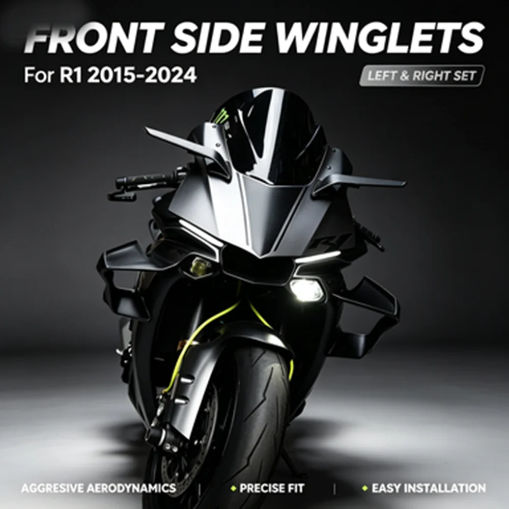 Winglets Spoiler Fit for Yamaha R1 R1M 2019-2024 Wings Installed By Bolts Front Fairing Fixed Wing Moto Parts High Quality ABS