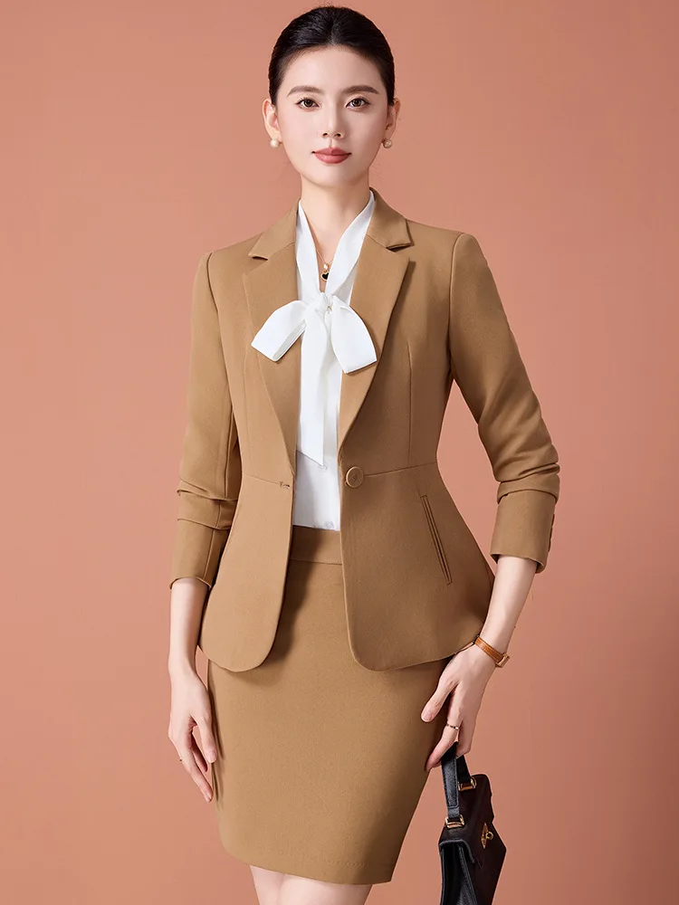 

Gray professional women's suit set2025New Style Real Estate Consultant Formal Lawyer Assistant Work Suit Jacket