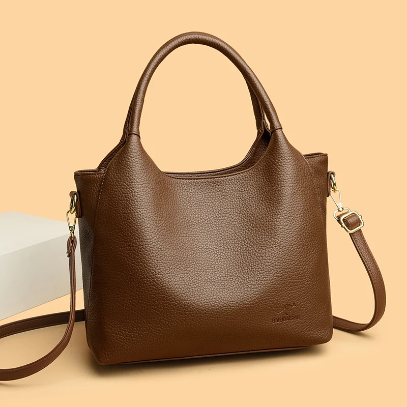 

Designer High Quality Soft Leather Large Women 2025 Shoulder Bag Messenger Handbags Shopping Messenger Genuine Brand Women Bags