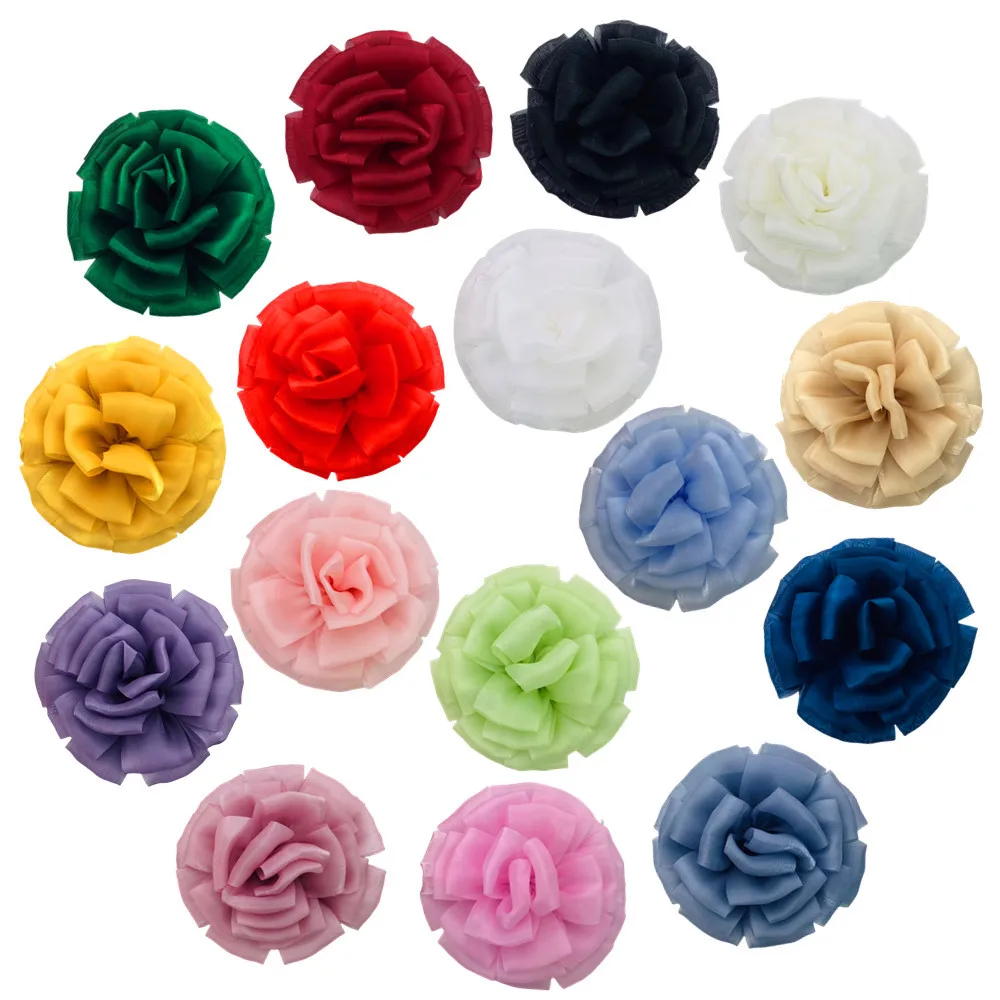 

300pcs Wholesale In Stock 8.5cm Three-dimensional Organ Yarn Flower Can Be Equipped With Grab Clip Duckbill Clip Headband Double