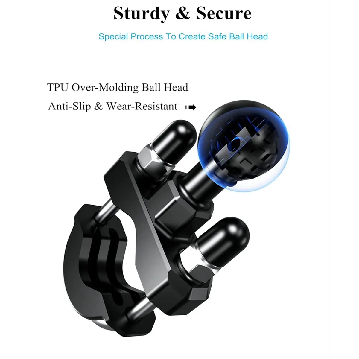 DT75BG Handlebar U-Bolt Mount Base for RAM Mounts B Size 1 Inch Ball Double Socket Arm & Bike Motorcycle Phone Holder