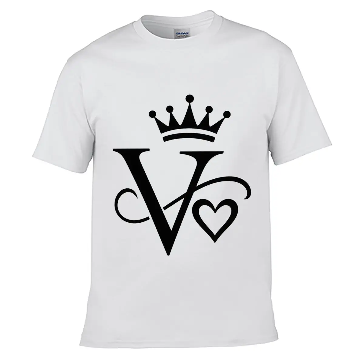 Crown Heart Initial V Monogram Design short-sleeved T-shirt