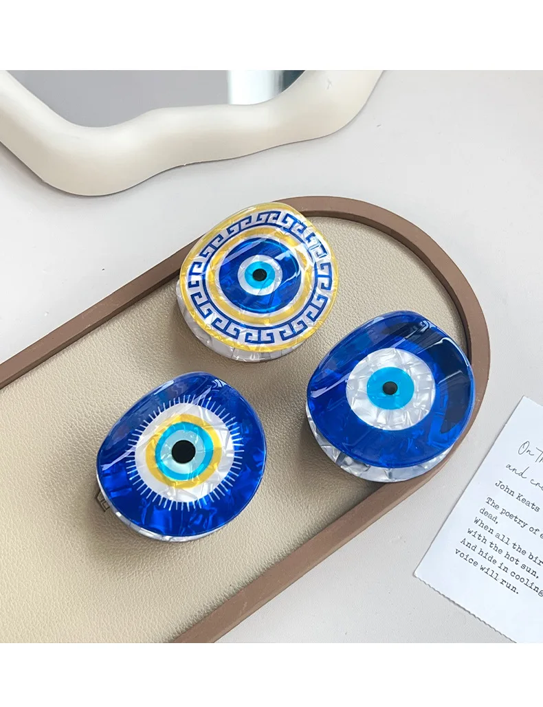 1Pcs Women's Türkiye Blue Eye Shark Clip Transparent Texture Clamping Firm Hair Clip Daily Commuting/Leisure Hair Ornament