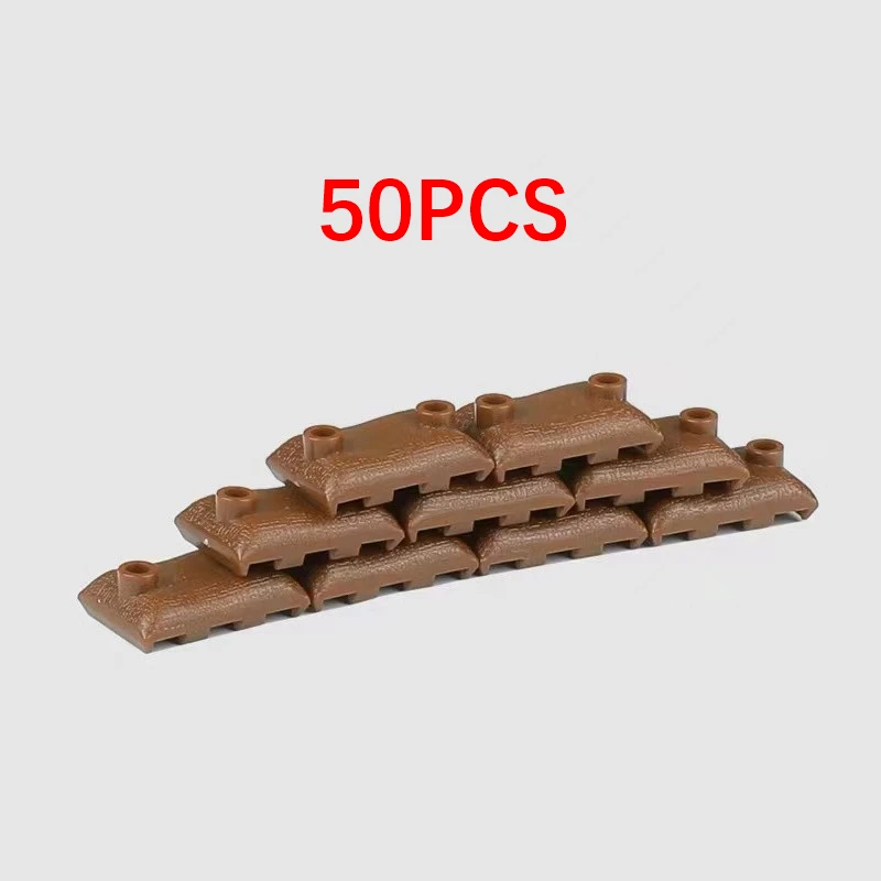 50PCS MOC Military Sandbag Building Blocks Compatible WW2 Soldiers Weapon Bricks DIY Army Scene Parts Toys for Boys Gift