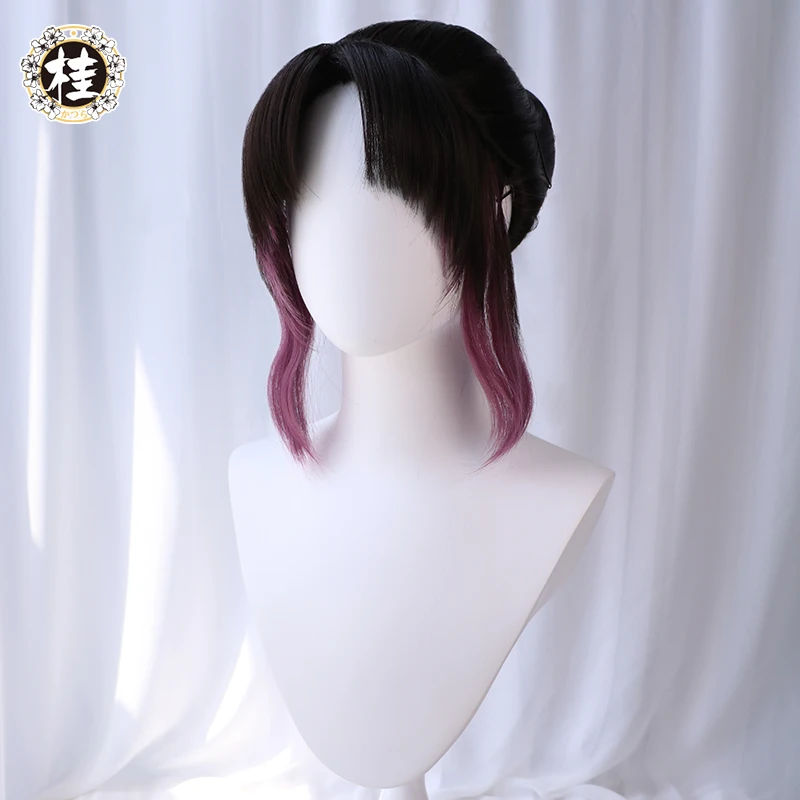 

UWOWO Shinobuu Kochoo Cosplay Wig Bunny Shinobu Wigs Short Black-Purple Gradient Hair