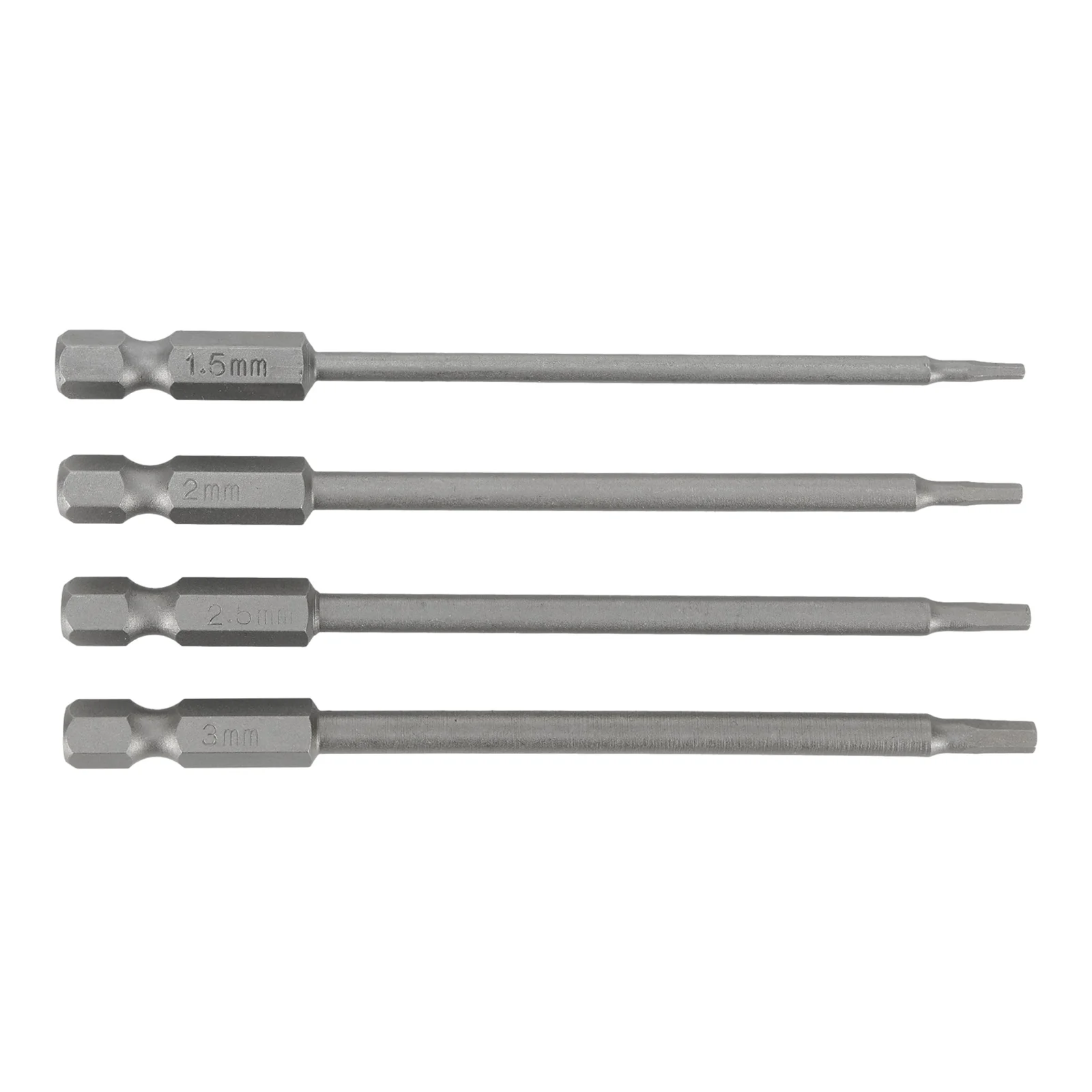 4pcs 1/4 Hex Shank Magnetic Head Screw Driver Screwdriver Bit 1.5/2.0/2.5/3.0mm Steel Anti Slip Hex Screw Equipment