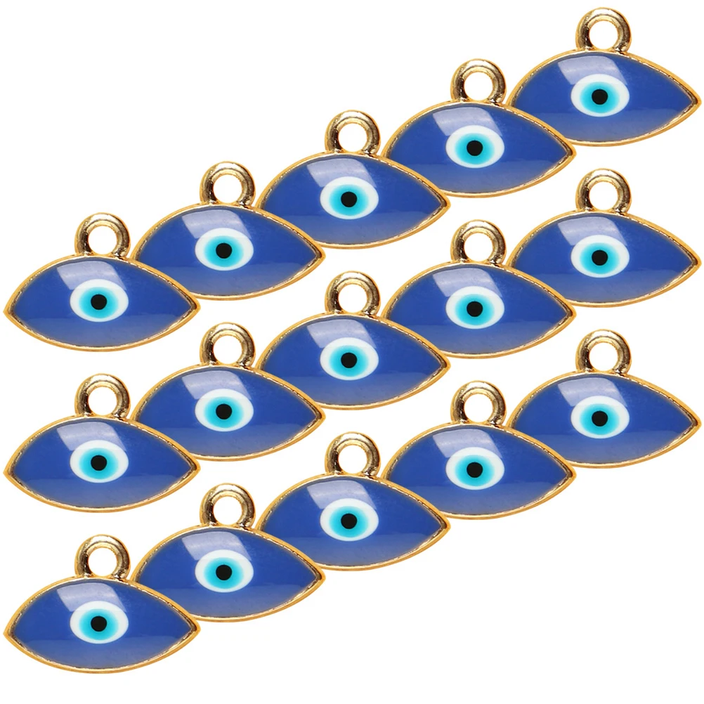 

50pcs Beaded Bracelet Accessories Evil Eye Blue Pendant Alloy Necklace Charms Diy Earring Pendants Jewelry Making Supplies