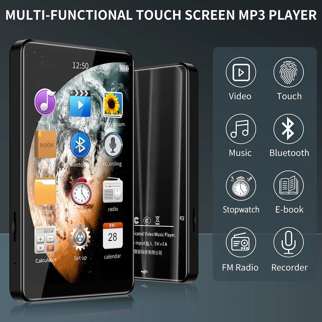 Yophoon 4 Inch X20-New UI MP4 Music Player Touch Screen 16GB BT 5.0 with Speaker 1080P Video Ebook FM MP3 Audio Player 16G-256G
